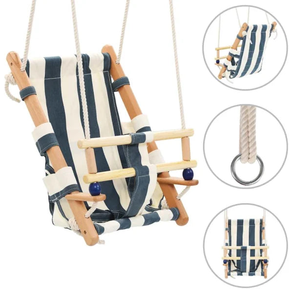 Essi Babyschommel met Veiligheidsgordel Katoen Hout Blauw